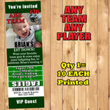 Football NFL Birthday Invitations 10 each Printed Personalized with Envelopes Custom Made