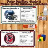 Football NFL Birthday Favor Water Bottle Address Labels Stickers Printed Personalized Custom Made