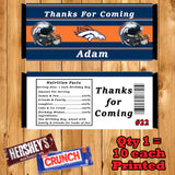 Football NFL Birthday Candy Bar Wrappers 10 each Printed Personalized Custom Made