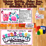 Hatchimals Birthday Round Stickers Printed 1 Sheet Cup Cake Toppers Favor Stickers Water Bottle Labels Personalized Custom Made