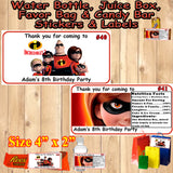 Incredible 2 Printed Birthday Stickers Water Bottle Address Popcorn Favor Labels Personalized Custom Made