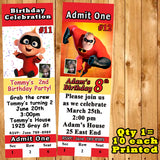 Incredibles 2 Birthday Invitations 10 each Printed Personalized with Envelopes Custom Made