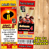 Incredibles 2 Birthday Invitations 10 each Printed Personalized with Envelopes Custom Made