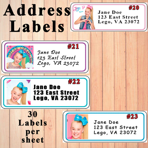 JoJo Siwa Printed Birthday Stickers Water Bottle Address Popcorn Favor Labels Personalized Custom Made
