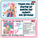 JoJo Siwa Printed Birthday Stickers Water Bottle Address Popcorn Favor Labels Personalized Custom Made