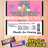 JoJo Siwa Printed Birthday Candy Bar Wrappers 10 ea Personalized Custom Made