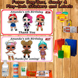 LOL Surprise Doll Printed Birthday Stickers Water Bottle Address Popcorn Favor Labels Personalized Custom Made