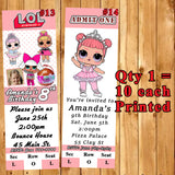 LOL Surprise Doll Birthday Invitations 10 each Printed Personalized with Envelopes Custom Made