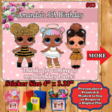 LOL Surprise Doll Printed Birthday Stickers Water Bottle Address Popcorn Favor Labels Personalized Custom Made