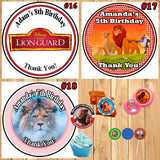 Lion King Birthday Round Stickers Printed 1 Sheet Cup Cake Toppers Favor Stickers Personalized Custom Made