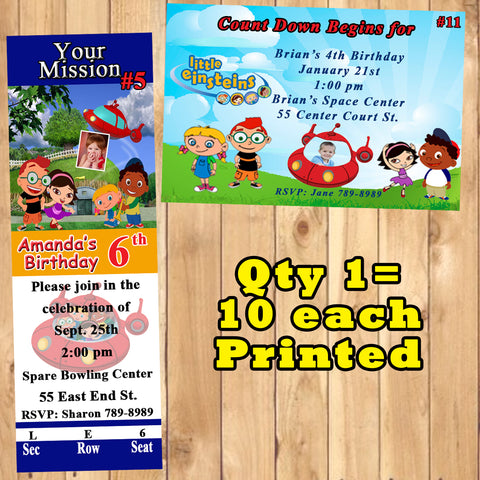 Little Einsteins Birthday Invitations 10 each Printed Personalized with Envelopes Custom Made