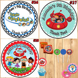 Little Einsteins Birthday Round Stickers Printed 1 Sheet Cup Cake Toppers Favor Stickers Personalized Custom Made