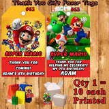 Super Smash Mario Brothers Birthday Favor Thank You Gift Tags 10 ea Personalized Custom Made