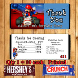 Super Smash Mario Brothers Printed Birthday Candy Bar Wrappers 10 ea Personalized Custom Made