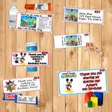 Mickey & Minnie Mouse Birthday Stickers Printed 1 Sheet Favor Stickers Address Labels Water Bottle Labels Personalized Custom Made