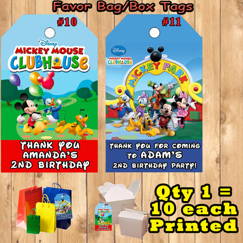 Mickey & Minnie Mouse Printed Birthday Favor Thank You Gift Tags 10 ea Personalized Custom Made