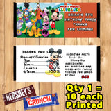 Mickey & Minnie Mouse Printed Birthday Candy Bar Wrappers 10 ea Personalized Custom Made