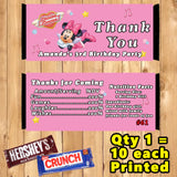 Mickey & Minnie Mouse Printed Birthday Candy Bar Wrappers 10 ea Personalized Custom Made