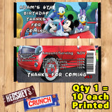 Mickey & Minnie Mouse Printed Birthday Candy Bar Wrappers 10 ea Personalized Custom Made