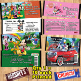 Mickey & Minnie Mouse Printed Birthday Candy Bar Wrappers 10 ea Personalized Custom Made
