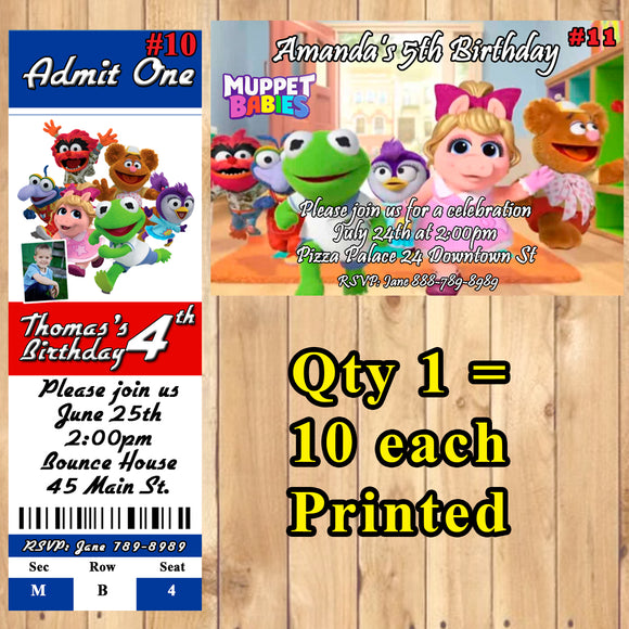 Muppet Babies Birthday Invitations Printed 10 ea with Env Personalized Custom Made