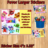 Muppet Babies Printed Birthday Stickers Water Bottle Address Popcorn Favor Labels Personalized Custom Made