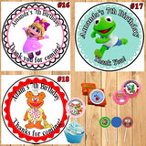 Muppet Babies Birthday Round Stickers Printed 1 Sheet Cup Cake Toppers Favor Stickers Personalized Custom Made