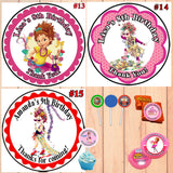 Fancy Nancy Dress Up Birthday Round Stickers Printed 1 Sheet Cup Cake Toppers Favor Stickers Personalized Custom Made
