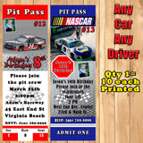 Nascar Birthday Invitations Printed 10 ea with Env Personalized Custom Made