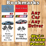 Nascar Birthday Bookmarks Favors Personalized Custom Made