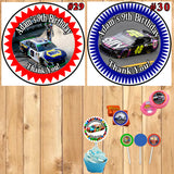 Nascar Birthday Stickers Printed 1 Sheet Cup Cake Toppers Favor Stickers Personalized Custom Made