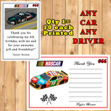 Nascar Birthday Thank You Cards 10 each With or Without Env Printed Personalized Custom Made