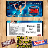 American Ninja Warrior Printed Birthday Candy Bar Wrappers 10 ea Personalized Custom Made