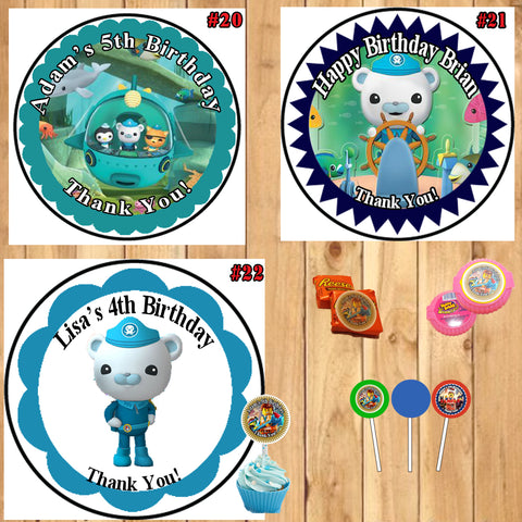 Octonauts Birthday Stickers Printed 1 Sheet Cup Cake Toppers Favor Stickers Personalized Custom Made