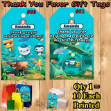 Octonauts Printed Favor Thank You Gift Tags 10 ea Personalized Custom Made