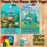 Octonauts Printed Favor Thank You Gift Tags 10 ea Personalized Custom Made