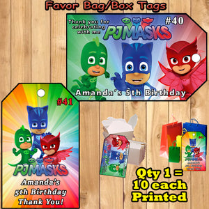 PJ Masks Birthday Favor Thank You Gift Tags 10 ea Personalized Custom Made
