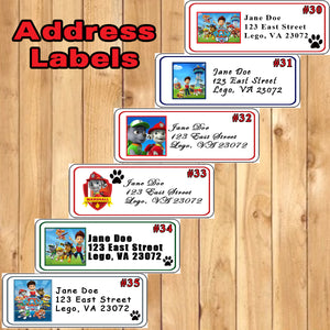 Paw Patrol Printed Birthday Stickers Water Bottle Address Popcorn Favor Labels Personalized Custom Made