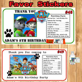 Paw Patrol Printed Birthday Stickers Water Bottle Address Popcorn Favor Labels Personalized Custom Made