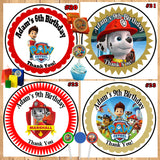 Paw Patrol Birthday Round Stickers Printed 1 Sheet Cup Cake Toppers Favor Stickers Personalized Custom Made