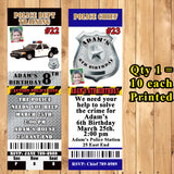 Police Birthday Invitations Printed 10 ea with Env Personalized Custom Made