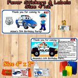Police Birthday Favor Stickers Printed 1 Sheet Address Water Bottle Popcorn Labels Personalized