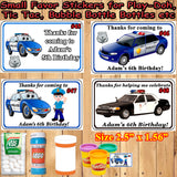 Police Birthday Favor Stickers Printed 1 Sheet Address Water Bottle Popcorn Labels Personalized