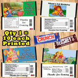 Pooh Bear Printed Birthday Candy Bar Wrappers 10 ea Personalized Custom Made