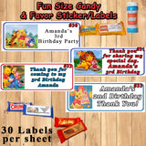 Pooh Bear Printed Birthday Stickers Water Bottle Address Favor Labels Personalized Custom Made