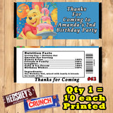 Pooh Bear Printed Birthday Candy Bar Wrappers 10 ea Personalized Custom Made