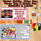 Power Rangers Printed Birthday Stickers Water Bottle Address Favor Labels Personalized Custom Made