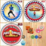 Power Rangers Birthday Round Stickers Printed 1 Sheet Cup Cake Toppers Favor Stickers Personalized Custom Made