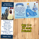 Princess Birthday Invitations 10 each Printed Personalized with Envelopes Custom Made