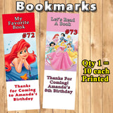 Princess Printed Birthday Bookmarks 10 ea or Favor Tags 10 ea Personalized Custom Made